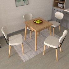 Vilinze Akdeniz Sandalye Avanos Ahşap Mdf Kanatlı Mutfak Masası Takımı - 70X70+70 cm