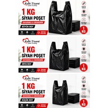 Kalbi Ticaret Siyah Kalın Poşet 3'lü Set (Küçük, Orta, Büyük)3 Kg Market Manav Poşeti Hışır Atlet Poşet Çöp Poşeti