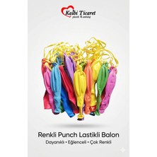 Kalbi Ticaret Lastikli Balon 25'li İpli Zıpzıp Atom Balon Punch Panç Balon Büyük Boy Renkli Balon