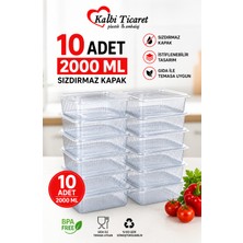 Kalbi Ticaret Plastik Saklama Kabı 2000 gr 10 Adet Kapaklı Plastik Sızdırmaz Kap Şeffaf Kullan At Kase