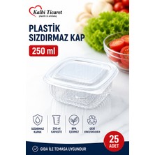 Kalbi Ticaret Plastik Saklama Kabı 250 gr 25 Adet Kapaklı Plastik Sızdırmaz Kap Şeffaf Kullan At Kase