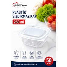Kalbi Ticaret Plastik Saklama Kabı 250 gr 50 Adet Kapaklı Plastik Sızdırmaz Kap Şeffaf Kullan At Kase