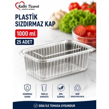 Kalbi Ticaret Plastik Saklama Kabı 1000 gr 25 Adet Kapaklı Plastik Sızdırmaz Kap Şeffaf Kullan At Kase