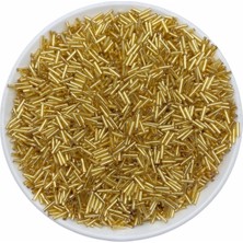 Hedef Bijuteri 50GR Altın Sarısı Renkli Cam Boru Boncuk Plastik Malzeme ile Takı Yapımına Uygun