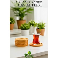 Lüks Bambu 6 Adet  Yuvarlak Bardak Altlığı Çay Tabağı Altlığı Fincan Altlığı Şık Dekor Bambu