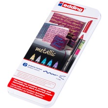 Edding 1200 Metalik Keçeli Kalem 6'lı Metal Kutu 1-3 mm Uç Kalınlığı ile Çekici Renkler