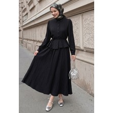 inStyle Bağcıklı Gömlekli Etekli Siyah Takım