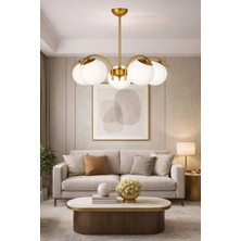 Esslight Sena 5’li Eskitme Beyaz Camlı Modern Salon Mutfak Yatak Odası Avizesi