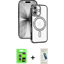 Pileli Store Pilelistore™ iPhone 17 Kılıf Zirve Doku Prime - Şeffaf Pasifik Cam Ekran Koruyucu + Raze Metal Kamera Lens - Akmı