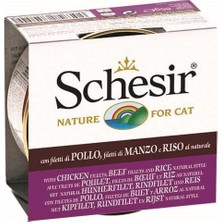 Schesir Naturel Tavuk-Sığır Ve Pirinçli Kedi Konserve 85 Gr