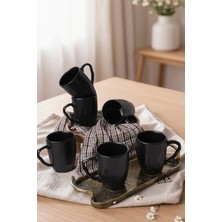 Keramika Mat Siyah Organik Kupa 10 cm 6 Adet 956