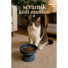 Baloncuk Model Yükseltilmiş Seramik Kedi Mama & Su Kabı” Boyun Dostu • Sağlıklı Seramik