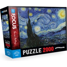 Blue Focus Starry Night 2000 Parça Puzzle - Zorluk Seviyesi: Orta, Kaliteli Materyal