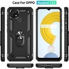 İlk El Grup  Realme C21 Kılıf Sofya Yüzüklü Silikon Kapak - Siyah