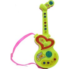 Birlik Oyuncak Mini Pilli Işıklı Gitar Sarı Renkli Eğlenceli Müzik Aleti 5-12 Yaş Arası Çocuklar İçin