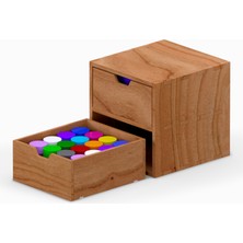 Desna Iki Katlı Iki Çekmeceli Dolap & Aksesuar Kutusu - Kiraz | 18 cm x 19 cm x 18,4 cm | Woodsaka