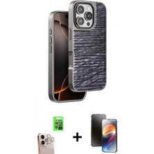 Pileli Store Pilelistore™ iPhone 16 Pro Max Kılıf Atlas Minimal Özel Seri - Siyah 3D Antistatik Mat Seramik Nano Ekran Koruyucu + Raze Metal Kamera Lens - Nlgy