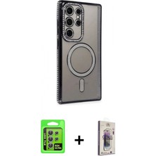 Pileli Store Pilelistore™ Galaxy S24 Ultra Kılıf Zirve Doku Prime - Siyah Bilvis 3D Cam Ekran Koruyucu + Raze Metal Kamera Lens - Gs
