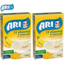 Arı Mama 200 gr Sütlü Muzlu Pirinç Unu 12 Vitaminli 6 Mineralli Kaşık Maması 2'li Set