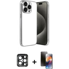 Pileli Store Pilelistore™ iPhone 15 Pro Max Kılıf Vadi Minimal - Siyah 3D Antistatik Mat Seramik Nano Ekran Koruyucu + Pvd Metal Kamera Lens - Lt