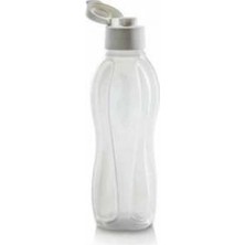 Tupperware Eko Şişe 1 Litre Beyaz Plastik İçecek Termosu Kolay Kapak ile Taşınabilir