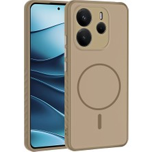 Akare Redmi Note 14 4g Kılıf M-Safe Şarj Özellikli Zore Tea Kapak - Gold