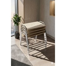 Eryalux Home 4'lü Tepsi Model Gümüş-Traverten Modern Sehpa
