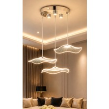 Burenze Jellyfish Üçlü Sarkıt LED Avize Krom Gümüş Gövde Power LED Buz Beyazı Işık