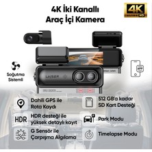 Laiser Alpha 1 4K Araç Içi Kamera 2 Kanallı | Sony IMX678 | Gps + Wi-Fi + Park Modu | Ön-Arka
