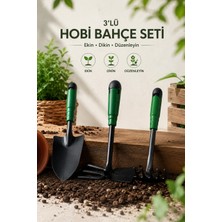 Öztem Premium 3’lü Metal Hobi Bahçe Seti – Dayanıklı Çelik Kürek, Tırmık ve Çapa – Profesyonel Saksı & Bahçe El Aletleir