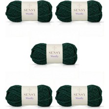 Sensy Woolly 5 Adet El Örgü Ipi Atkı Bere Şapka Ip Panço Ipi Hırka Ipliği Örgü Ipi Yeşil