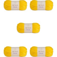 Sensy Woolly 5 Adet El Örgü Ipi Atkı Bere Şapka Ip Panço Ipi Hırka Ipliği Örgü Ipi Sarı