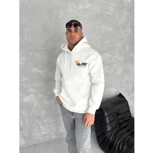 Dogutrend Kışlık Üç Iplik Kapşonlu Sweatshirt - Beyaz