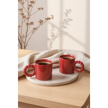 Keramika Kırmızı Inci Kupa 8 cm 2 Adet 506