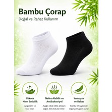Sky Socks 5'li Erkek Bambu Konforlu Terletmez Nefes Alabilen Patik Çorap Siyah Beyaz Set
