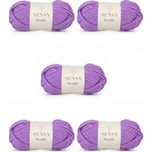 Sensy Woolly 5 Adet El Örgü Ipi Atkı Bere Şapka Ip Panço Ipi Hırka Ipliği Örgü Ipi Lila