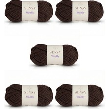 Sensy Woolly 5 Adet El Örgü Ipi Atkı Bere Şapka Ip Panço Ipi Hırka Ipliği Örgü Ipi Acı Kahve