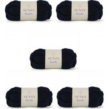 Sensy Woolly 5 Adet El Örgü Ipi Atkı Bere Şapka Ip Panço Ipi Hırka Ipliği Örgü Ipi Lacivert