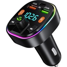 Deppo Trend Bluetooth Araç Kiti FM Transmitter USB Type-C PD Hızlı Şarj RGB LED Işıklı