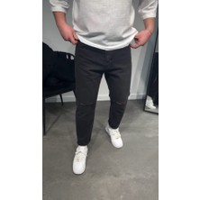 Dogutrend Erkek Siyah Dizi Yırtık Boyfriend Jean