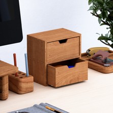 Desna Iki Katlı Iki Çekmeceli Mini Dolap - Kiraz | 18 cm x 12.1 cm x 18.4 cm | Woodsaka