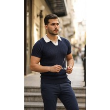 Dogutrend Erkek Desenli Kısa Kollu Triko Tişört - %100 Pamuk Akrilik