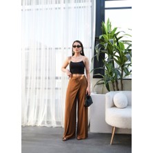 Dogutrend Keten Önü Çapraz Parçali Lasti̇kli̇ ve Bağcikli Geni̇ş Paça Pantolon