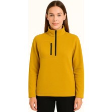 Dogutrend Polar Kazak – Dik Yaka, Yarım Fermuarlı, Fermuarlı Göğüs Cepli, Siyah Biyeli, Kışlık Rahat Regular Fit Günlük Model - Sarı