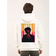 Dogutrend Unisex Baskılı Oversize Üç Iplik Kapüşonlu Sweatshirt - Beyaz