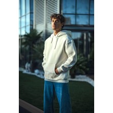 Dogutrend Üç Iplik Penye Kapşonlu Basic Sweatshirt - Beyaz