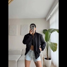 Dogutrend Unisex Içi Astarlı Düz Bomber Ceket - Siyah
