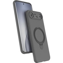 Maks Technology Tecno Spark Slim 5g Kılıf M-Safe Şarj Özellikli Standlı Mkst Samara Kapak - Titanyum-Gri
