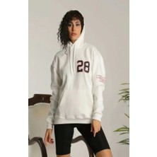 Dogutrend Unisex Kapşonlu Baskılı Sweetshirt - Beyaz