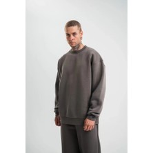 Dogutrend Uzun Kol Bisiklet Yaka Basic Sweatshirt - Füme